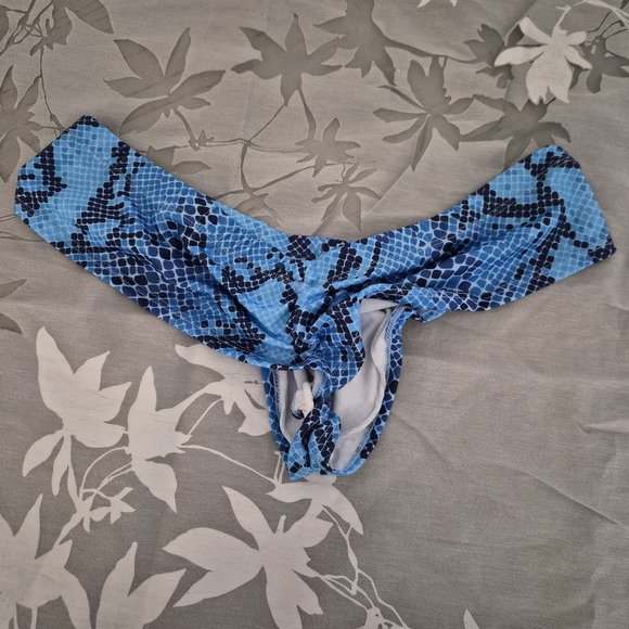 Men's Blue Snakeskin Bikini Thong Back - Picture 5 of 5